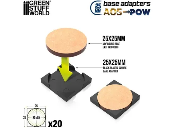 Base Adapter Round to Square 25mm