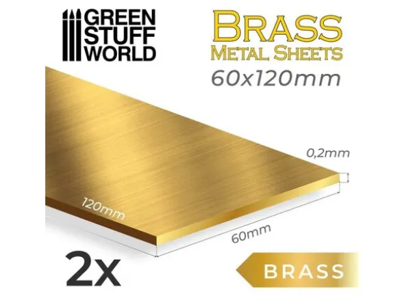 Brass Metal Sheets 60x120mm x2