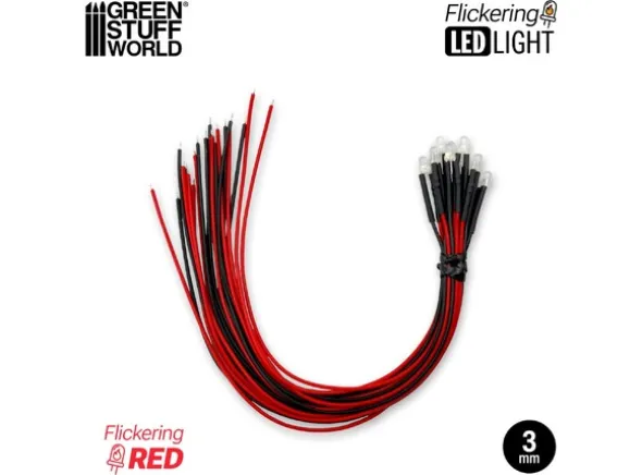 LED Light Red Flickering 3mm (10 stk)