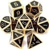 RPG Dice Set - Metal/Enamel Black & Gold