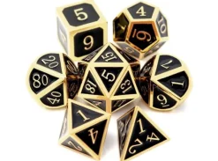 RPG Dice Set - Metal/Enamel Black & Gold