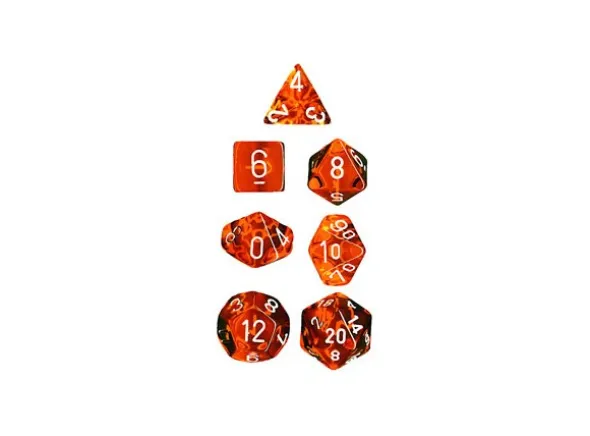 RPG Dice Set Oransje/Hvit - 7 stk