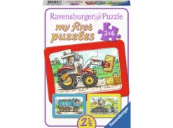 Store gravemaskiner Puslespill 3x6 biter